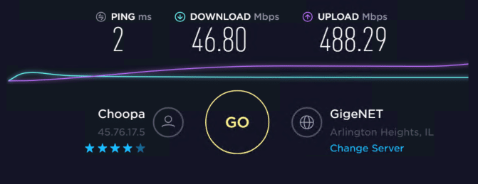 Speed test without proxy