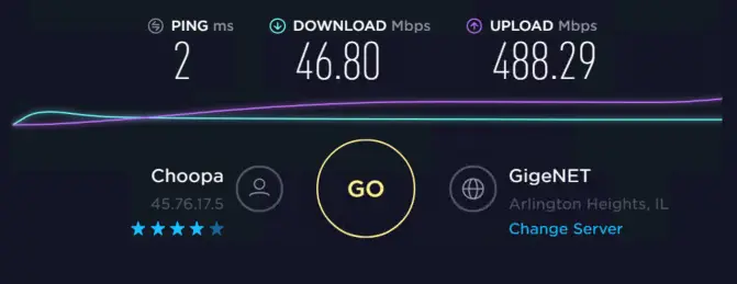 Speed test without proxy