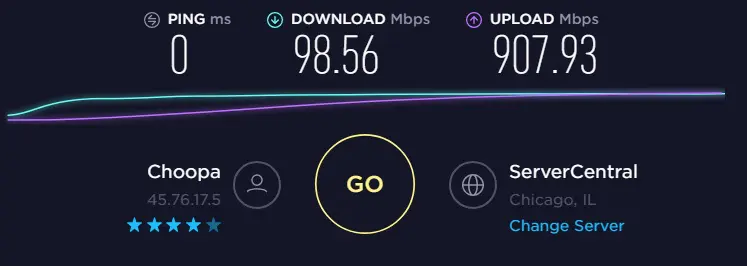 Speed test without proxy