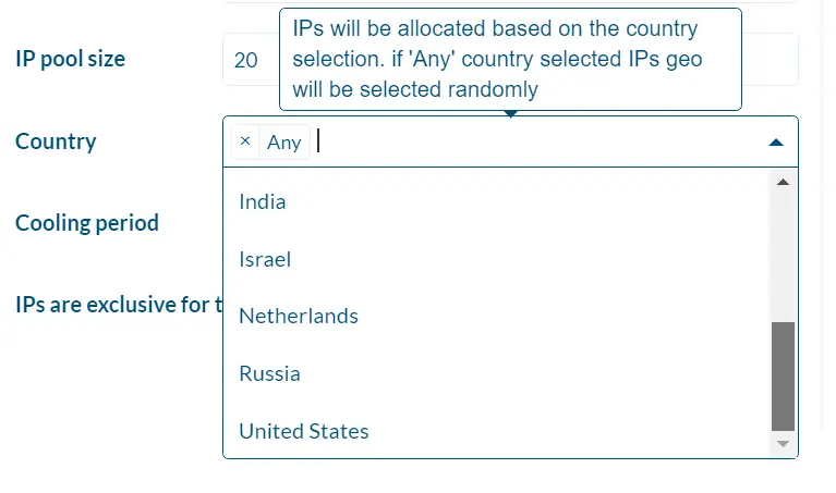 Available Locations of static residential IP proxies