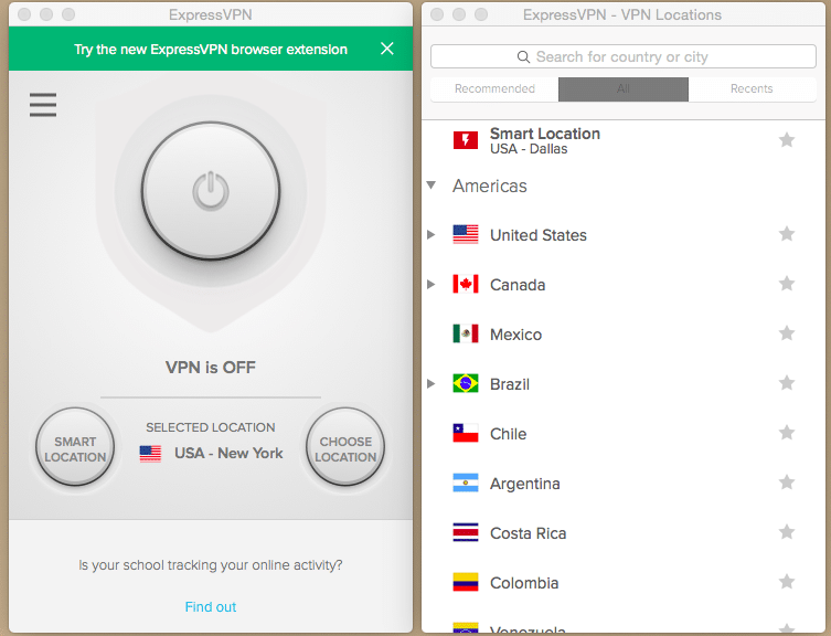 ExpressVPN Computer Interface