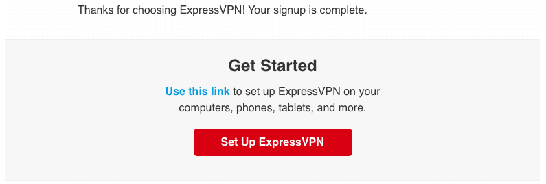 ExpressVPN 电子邮件确认