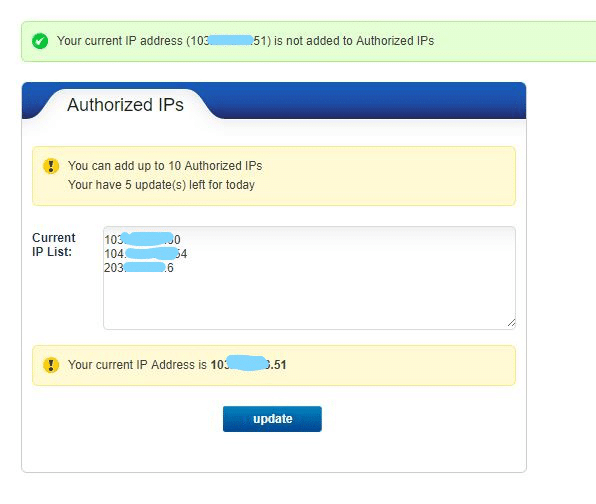 How to authorize IPs