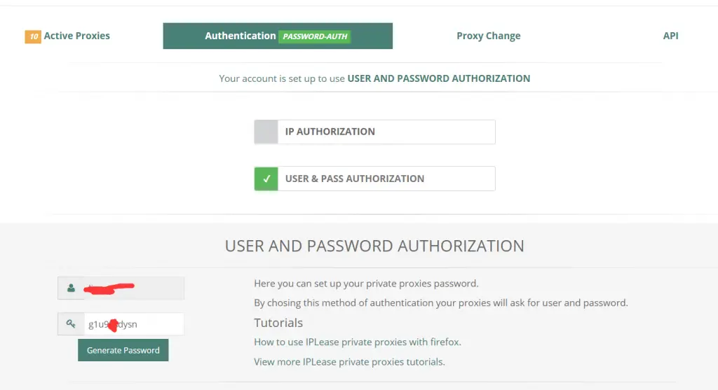 How to use Username and Password authorization