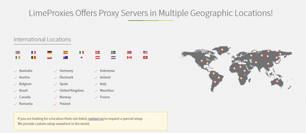 Location of Limeproxies proxy servers