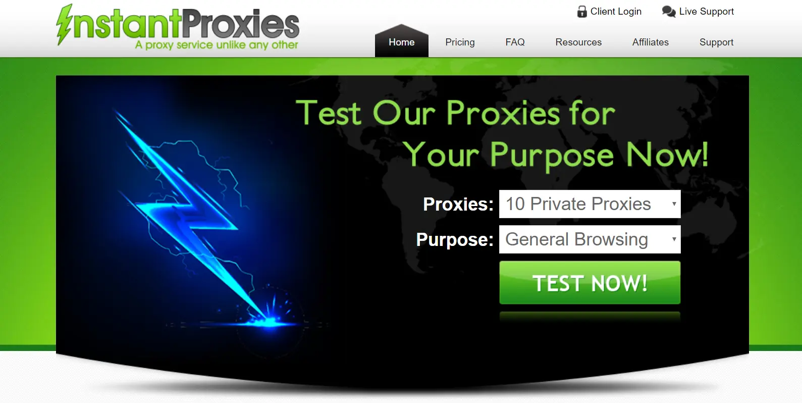 InstantProxies website homepage