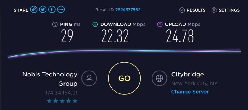 Speed test without proxy