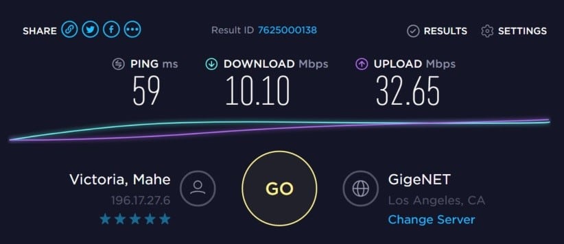 speed test to 196.17.27.6