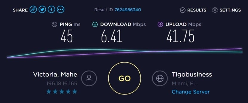 speed test to 196.18.16.165