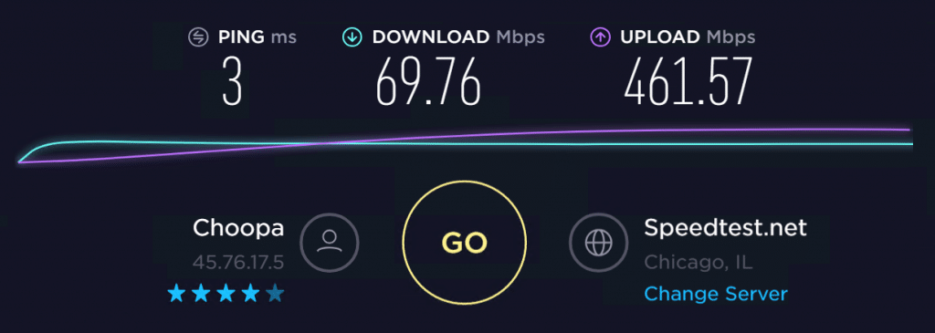  Speed test without proxy