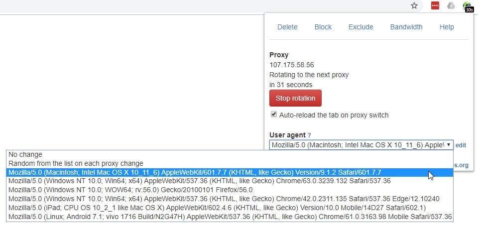 BP Proxy Switcher User agent