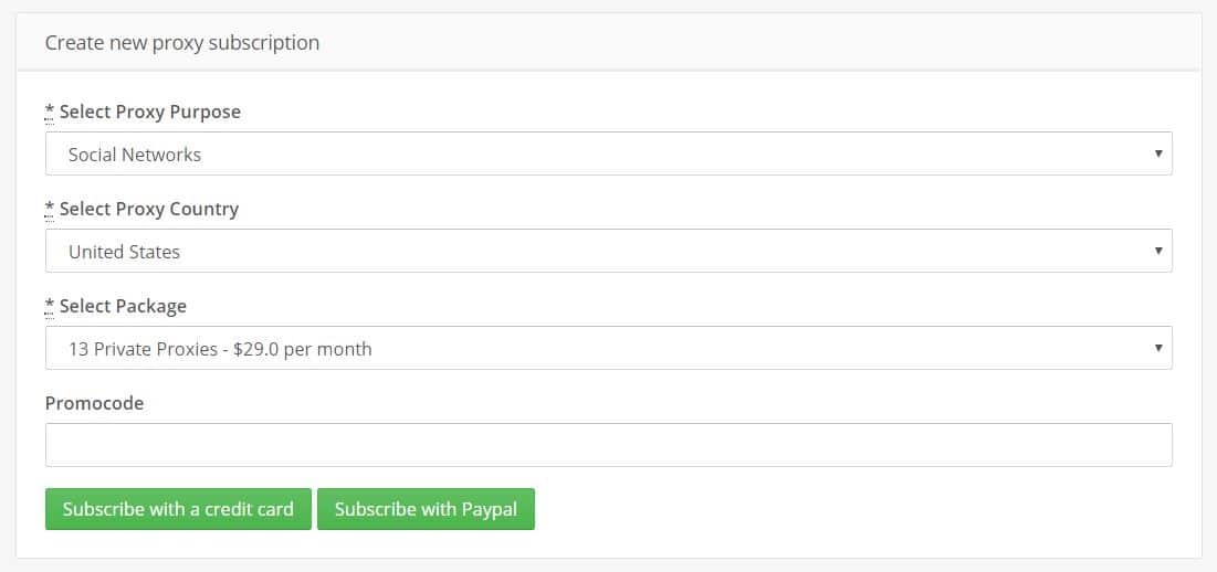 Billing area for proxies