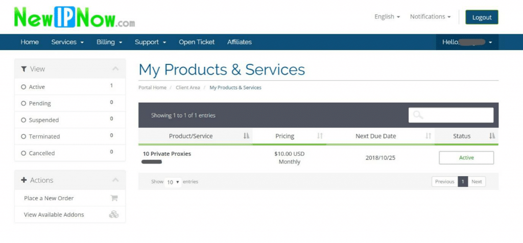 Billing area for proxies