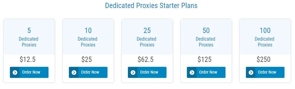 Dedicated Proxies Pricing