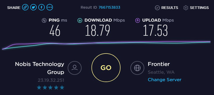 Speed test to IP7-23.19.32.251