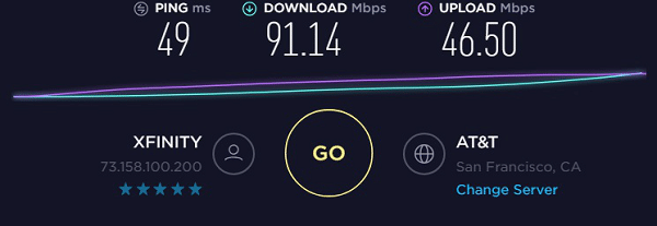 Speed test to IP7 - 73.158.100.200