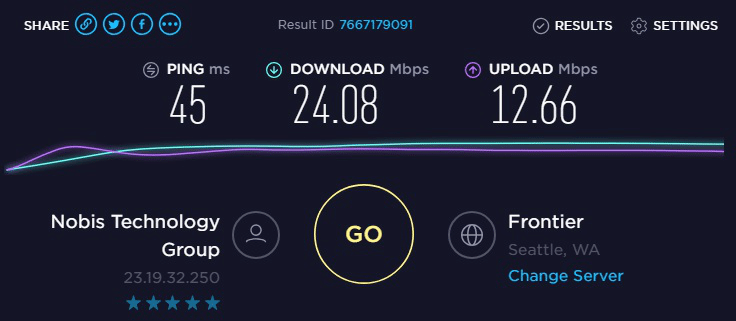 Speed test to IP8- 23.19.32.250