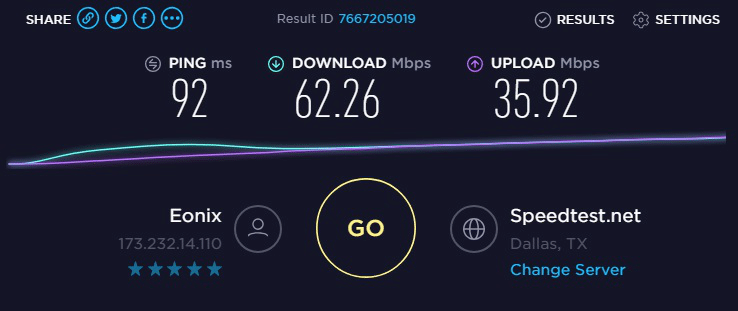 Speed test to IP9- 173.232.14.110