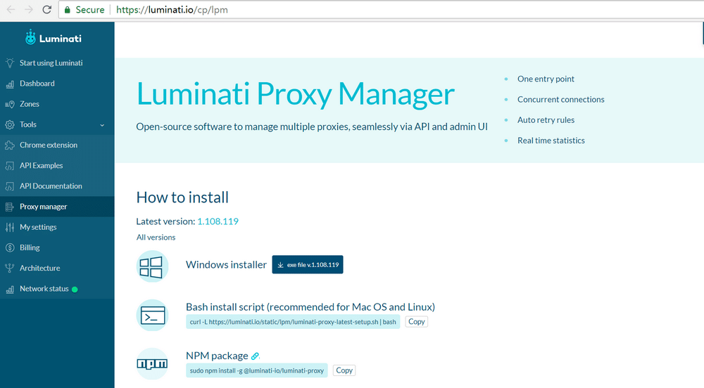 Luminati 代理管理器