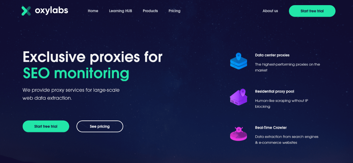 Oxylabs.io website homepage