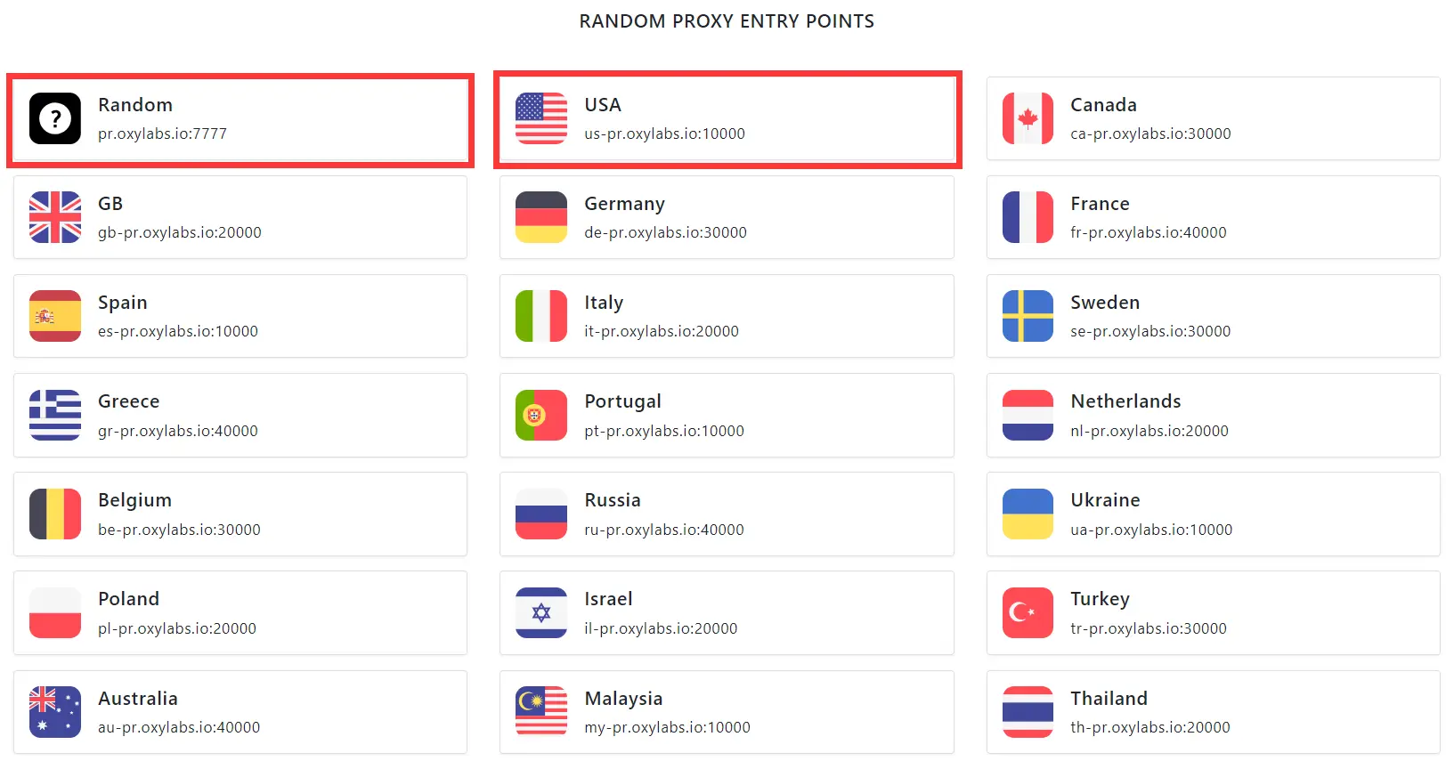 Random proxy entry Point