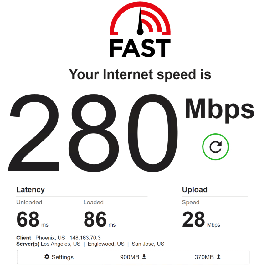 Speed test PrivateProxy IP 6