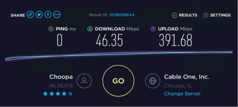 Speed test on our VPS