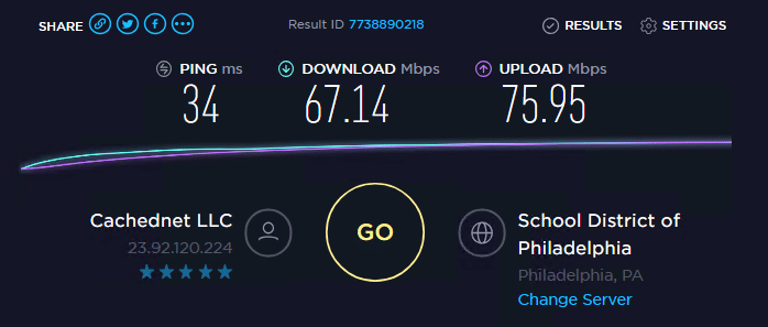 Speed test with proxies ip 10