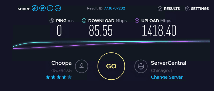 Speed test without proxy