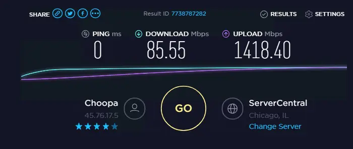 Speed test without proxy