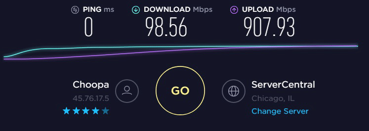 Speed test without proxy