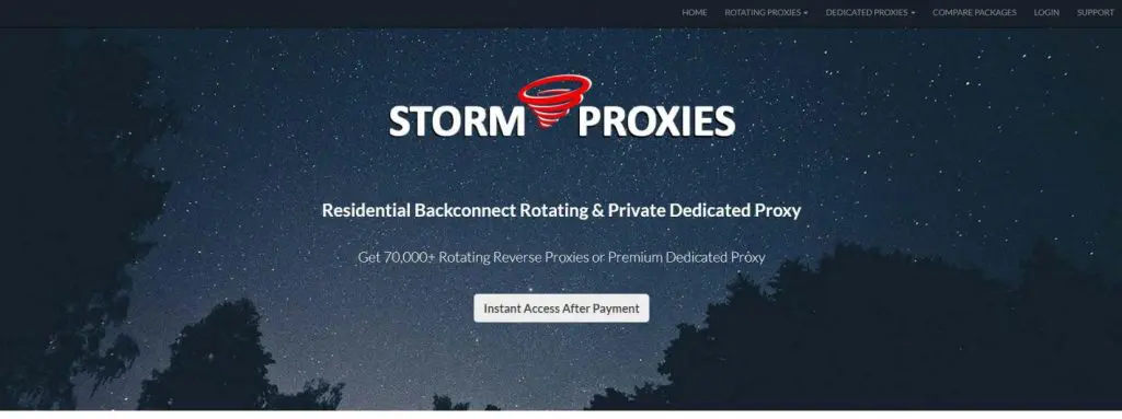 Storm Proxies Homepage