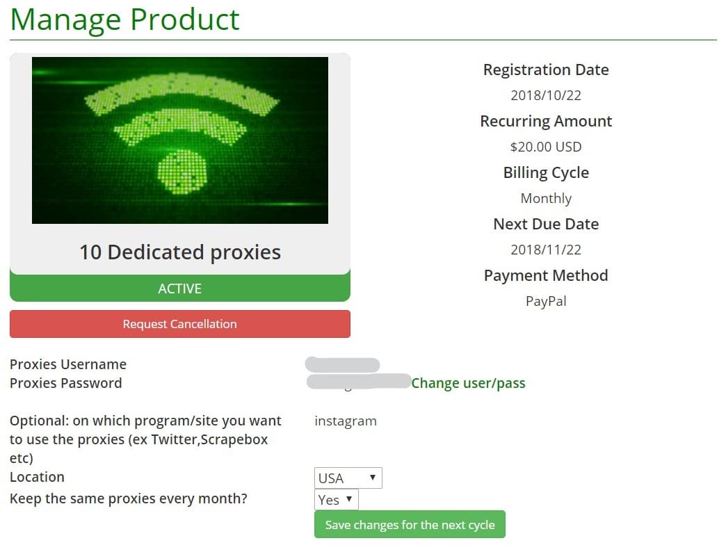 buyproxies 用户面板