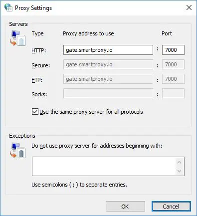 Windows Proxy settings for smartproxy