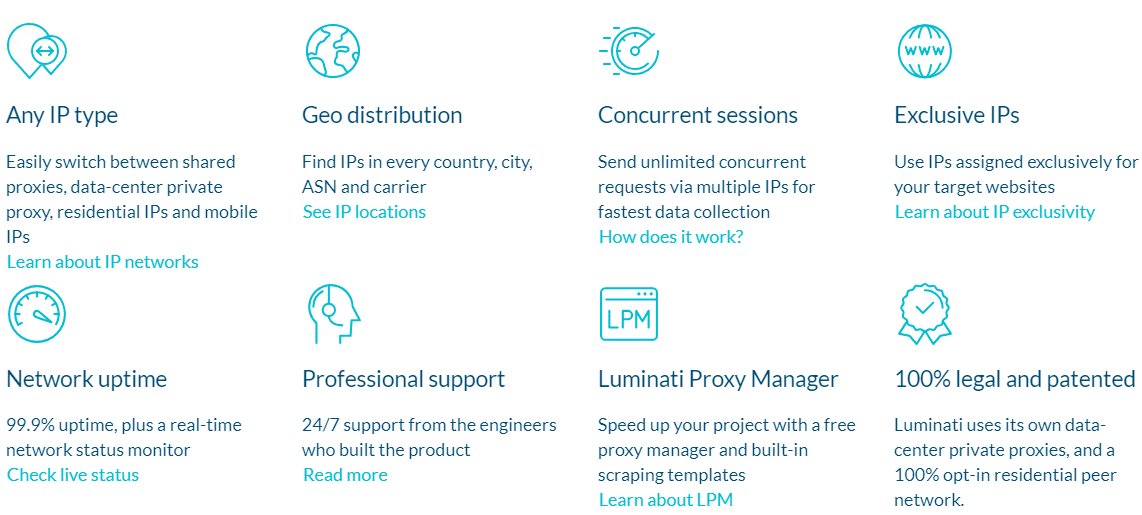 advantages of Luminati proxy service