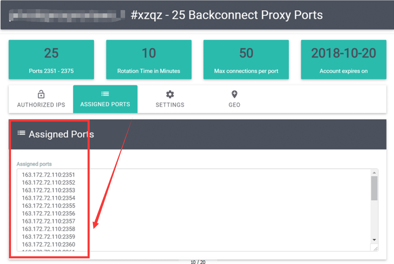 list of purchased basic backconnecting proxies