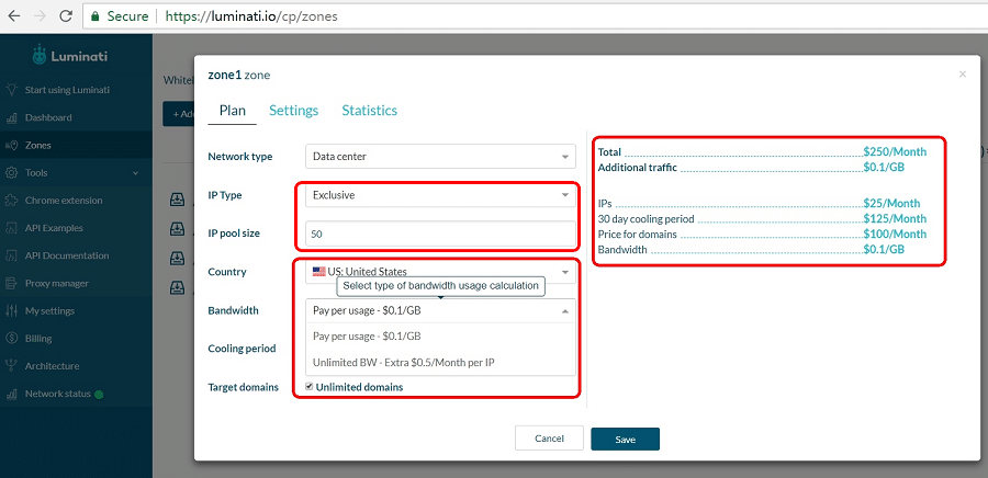 luminati data center private proxies price pan