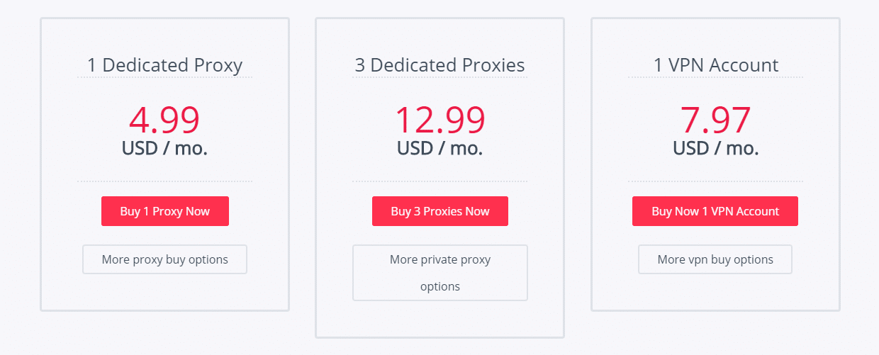 BestProxyAndVPN pricing plans