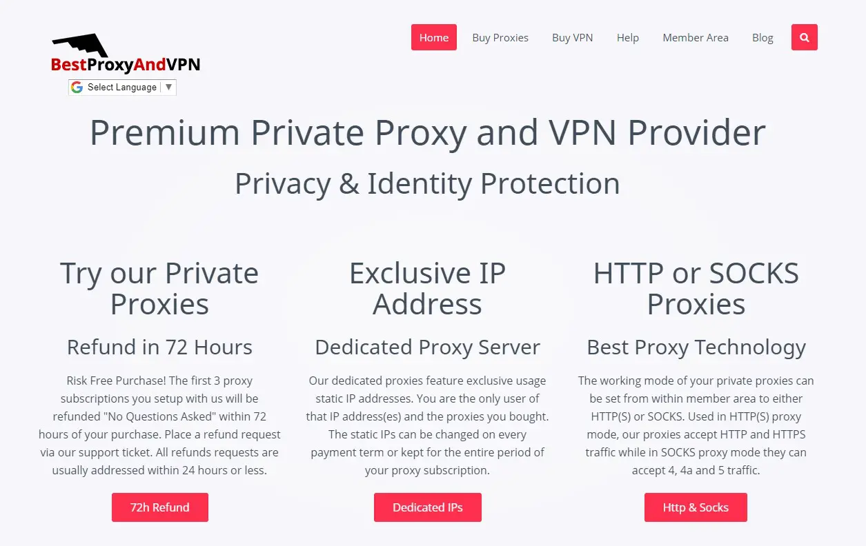 BestProxyAndVPN website homepage