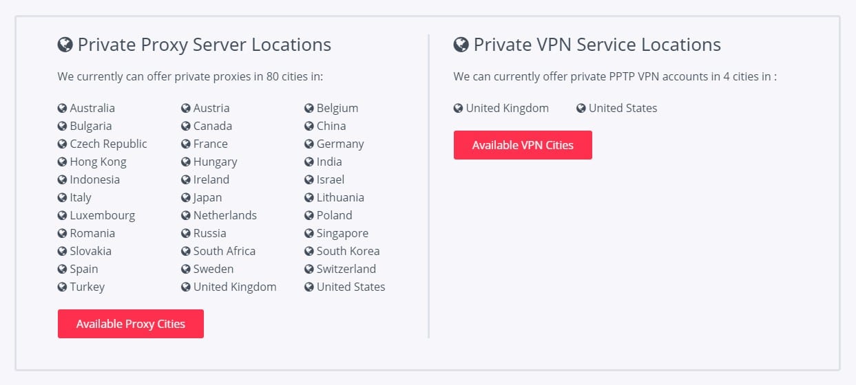 Locations of proxy servers