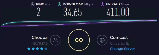 Speed test without proxy