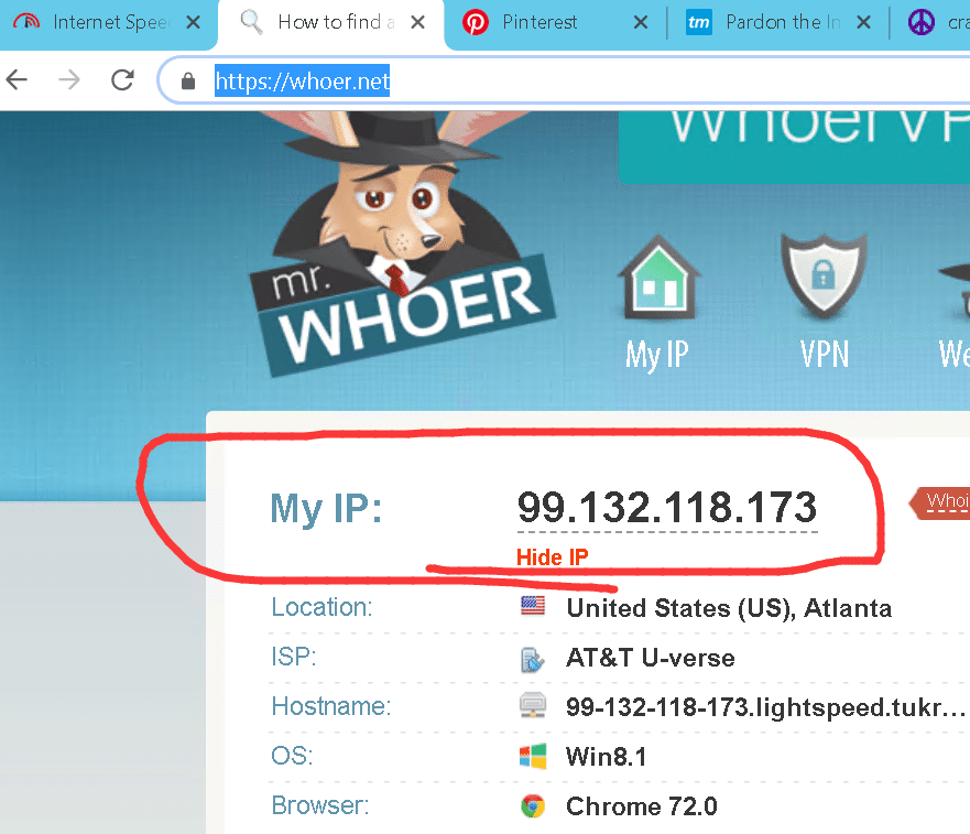 IP check from whoer.net
