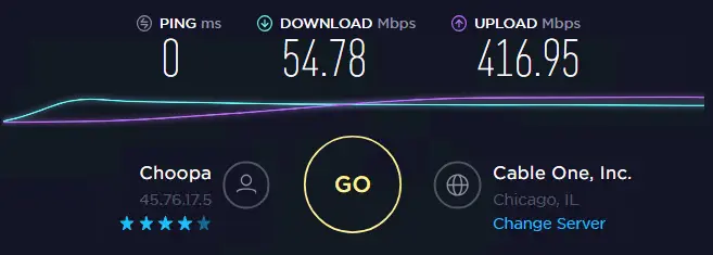 Speed test without proxy