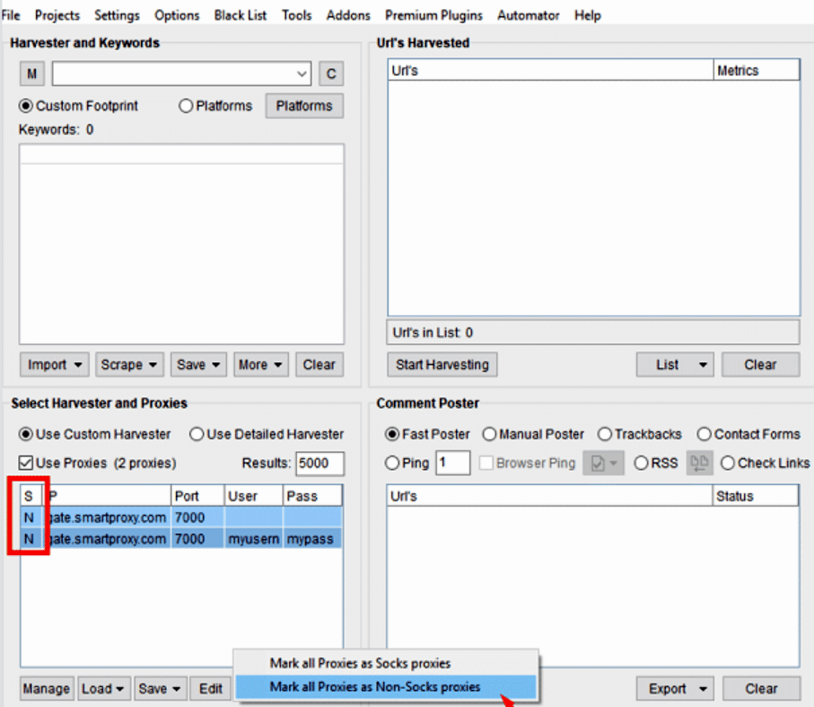 Choose http proxies