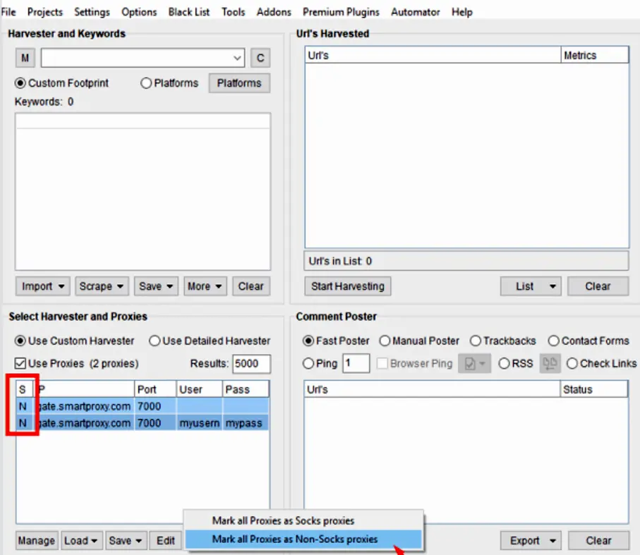 Choose http proxies