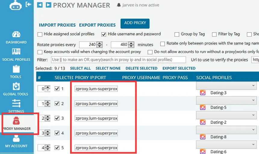 Jarvee proxy manager