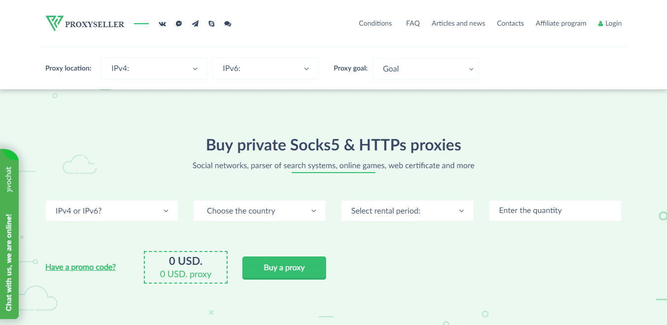 Proxy-Seller website homepage