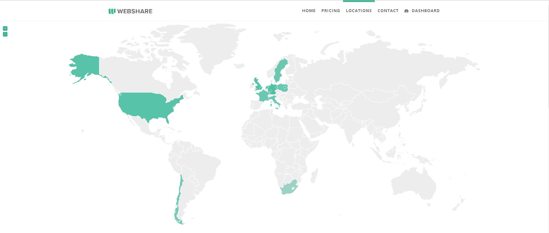 Webshare proxy location map