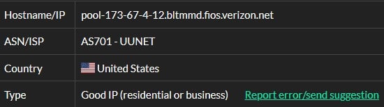  Infatica ISP 测试 IP2