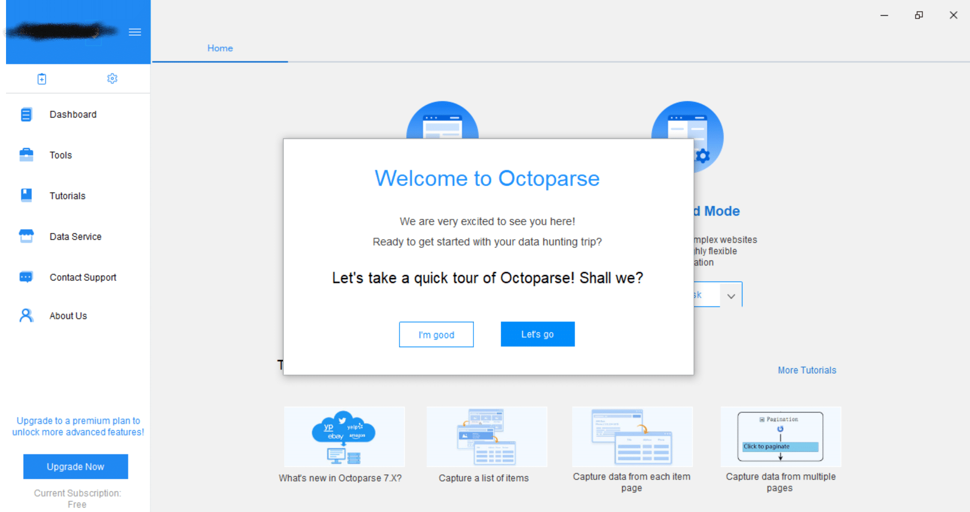 Octoparse Dashboard